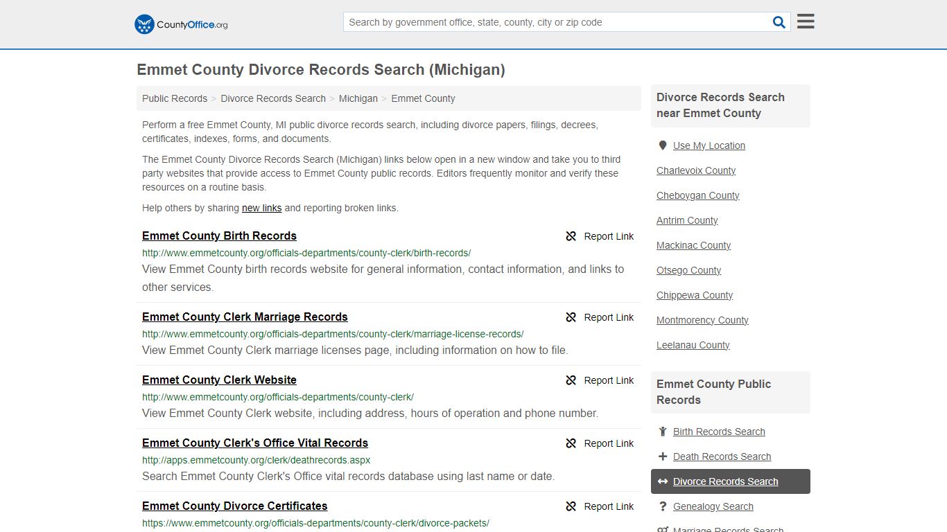 Divorce Records Search - Emmet County, MI (Divorce Certificates & Decrees)